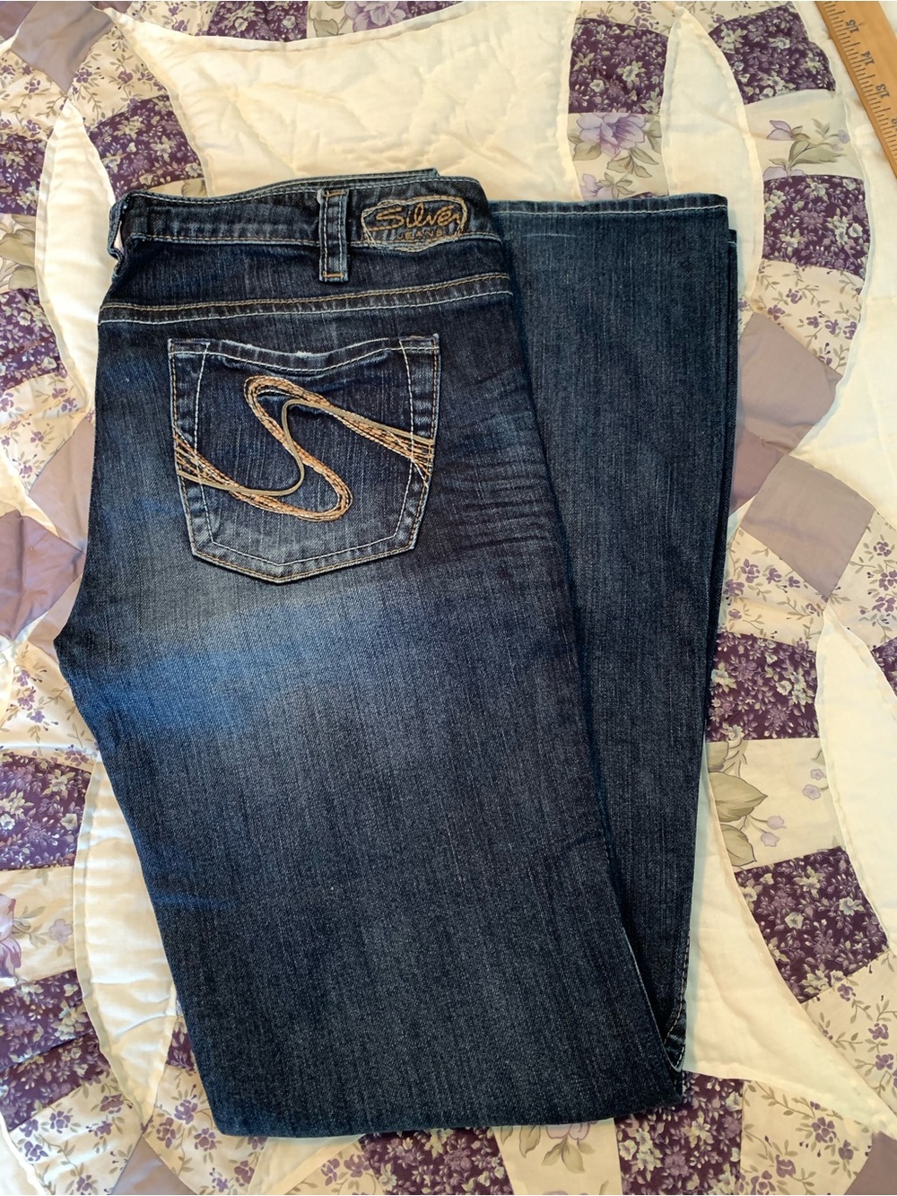 Silver Frances Jeans Women's Dark Indigo Bootcut Jeans with Contrast Stitching